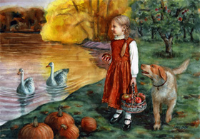chasing butterfly: watercolor painting print for sale