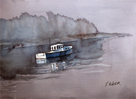 chasing butterfly: watercolor painting print for sale