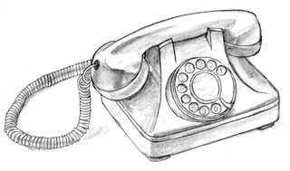 drawing of an old dialed telephone