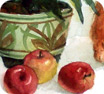 Cat and apples