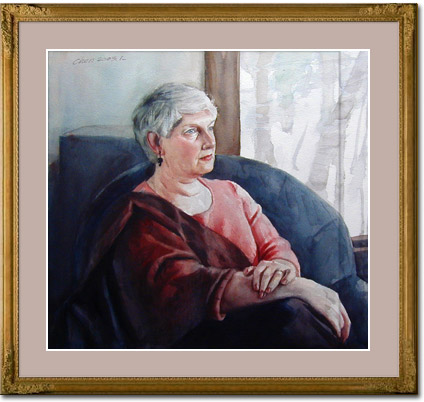 sample watercolor portrait with frame