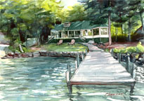 house watercolor portrait painting of a vacation home
