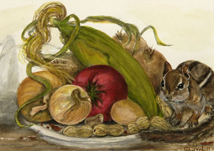 Watercolor painting still-life