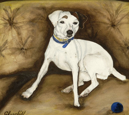 watercolor portrait painting of a dog