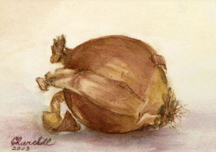 Watercolor painting still-life of a onion