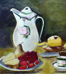 Acrylic Still-life painting of Mary Churchill Student: teapot