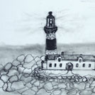 charcoal drawing of lighthouse by kid, kai Chen