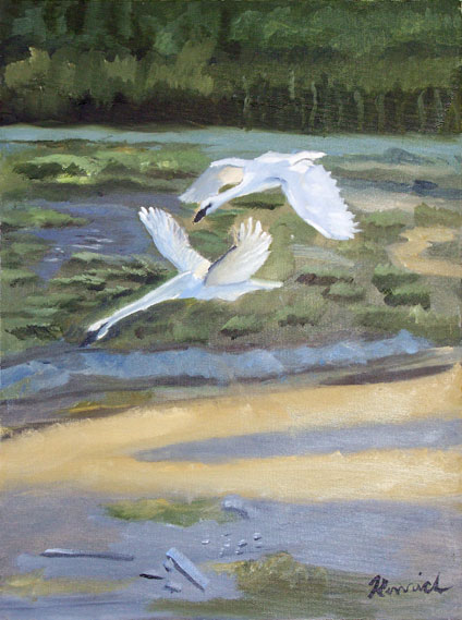 paintings of birds flying. Two Flying Birds - Geese in