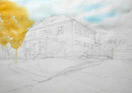 Watercolor painting method: painting into the background