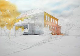 Watercolor painting method: wash the background