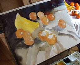 Como pintar uma aquarela ainda-vida pintura de tangerina e caqui a partir da criação de terminar, demonstrado por Chen Yong