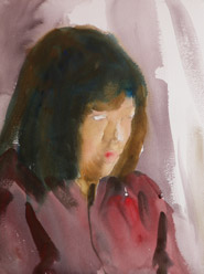 How to paint a watercolor portrait painting from live, demonstrated by Yong Chen