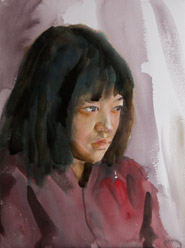 How to paint a watercolor portrait painting from live, demonstrated by Yong Chen