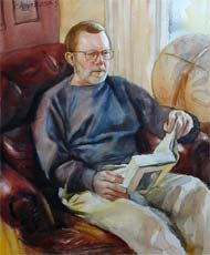 Finish watercolor portraiture of a man