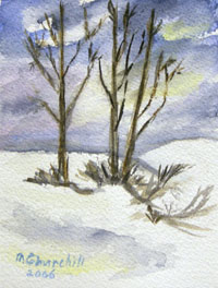 watercolor painting Christmas greeting card