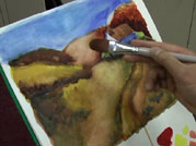 Drawing for a watercolor painting of a statue