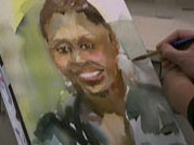 Drawing for a watercolor painting of a statue