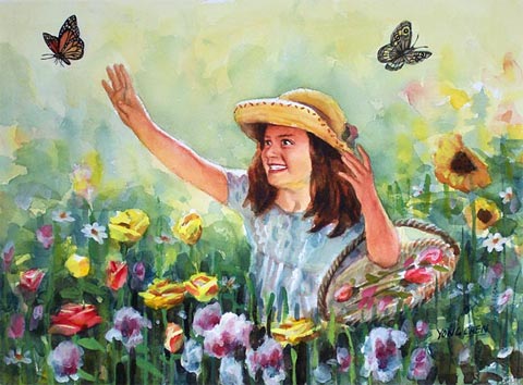 chasing butterfly