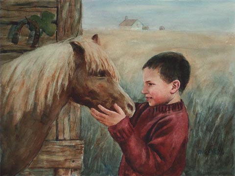 Watercolor painting for sale, watercolor print of pony for sale
