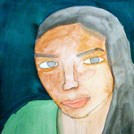 Watercolor painting by a student of Yong Chen: self portrait