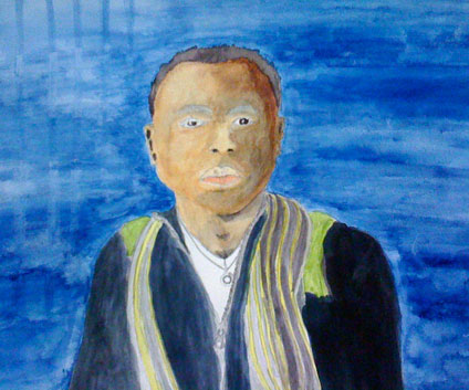 watercolor painting by Caesar Muwowo, a proud student of Yong Chen
