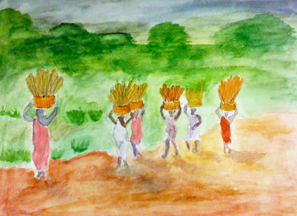 watercolor painting by Caesar Muwowo, a proud student of Yong Chen