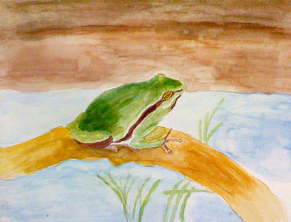 watercolor painting by Caesar Muwowo, a proud student of Yong Chen