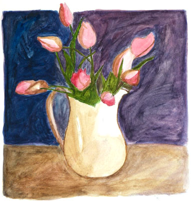 watercolor still life painting of pears: watercolor painting by Shaukia Iftikhar, a proud student of Yong Chen