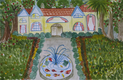 my first watercolor painting experience: watercolor painting of a beautiful house by Youngsun Kim, a proud student of Yong Chen