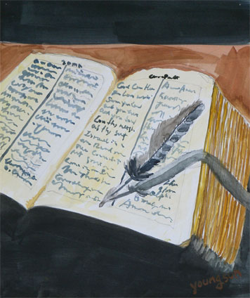 my first watercolor painting experience: watercolor painting of Bible by Youngsun Kim, a proud student of Yong Chen