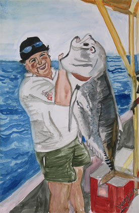 my first watercolor painting experience: watercolor painting of a fisher man by Youngsun Kim, a proud student of Yong Chen