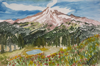 my first watercolor painting experience: watercolor painting of Snowy Mountain by Youngsun Kim, a proud student of Yong Chen