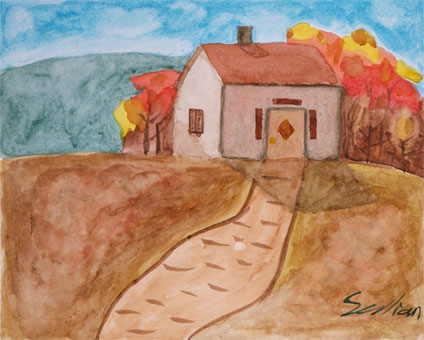 my first watercolor painting experience: watercolor painting of a Chinese house by Sulian Liang, a proud student of Yong Chen