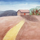Watercolor painting by a student of Yong Chen: house