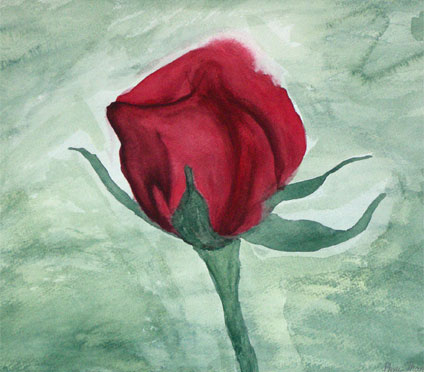 my first watercolor painting experience: watercolor painting of red rose by Phyu Than, a proud student of Yong Chen