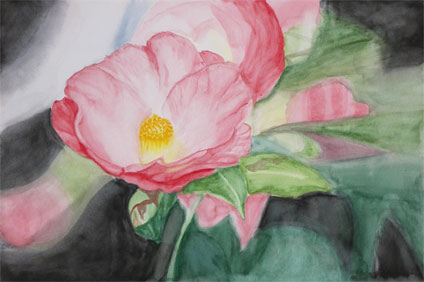 my first watercolor painting experience: watercolor painting of flowers in evening by Kwan Wong Cheung, a proud student of Yong Chen