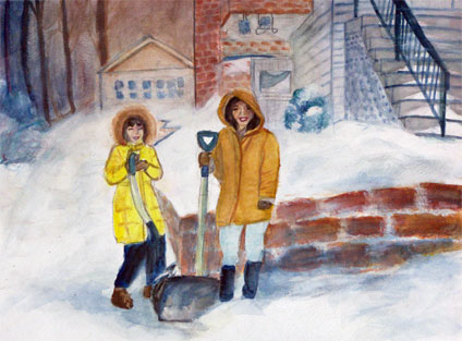 my first watercolor painting experience: watercolor painting of Painting with my house and me by Xiao Dan Zhao, a proud student of Yong Chen
