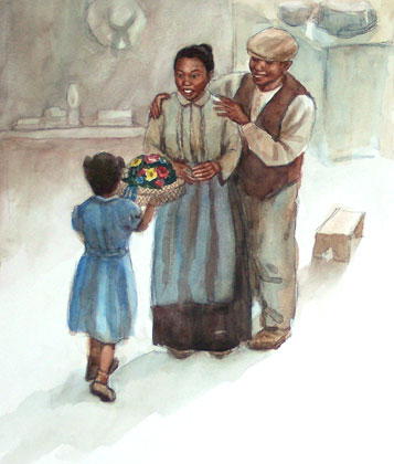 I think she fell in love with the hat the moment she saw it, but she said... Yong Chen watercolor illustratioon for children's book