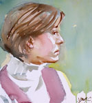 watercolor portrait painting of a college student