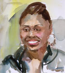 watercolor portrait painting of a college student
