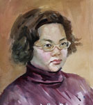 watercolor portrait painting of a college student