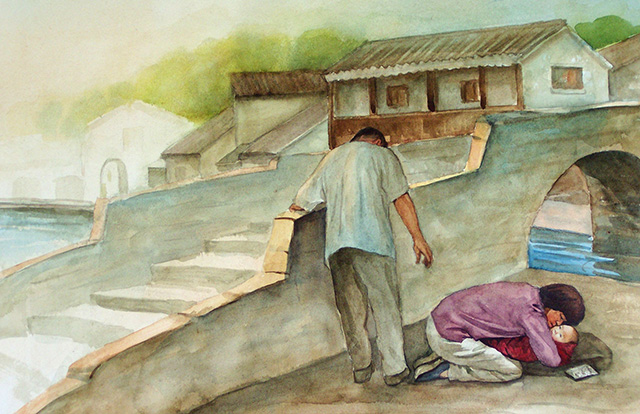 Children's book illustration painting for Finding Joy, by Yong Chen.