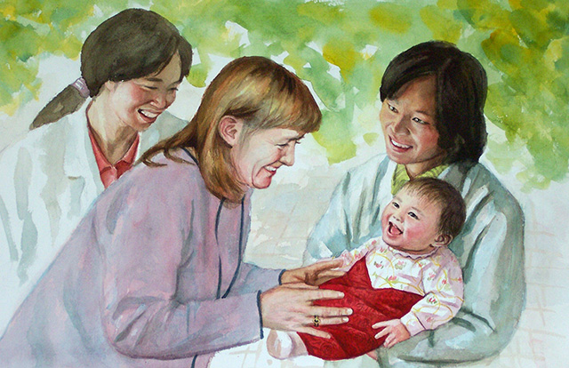 Children's book illustration painting for Finding Joy, by Yong Chen.