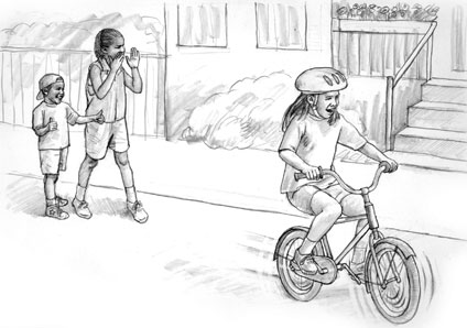 Amy's first bike ride. Yes, I did it.