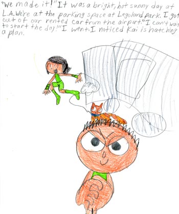 imagination and drawing of cat in an artistic girl's comic art and her loving story