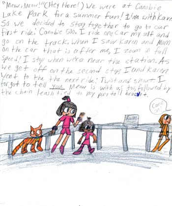 imagination and drawing of cat in an artistic girl's comic art and her loving story