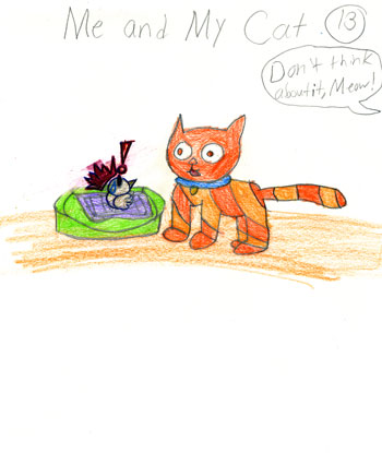 imagination and drawing of cat in an artistic girl's comic art and her loving story