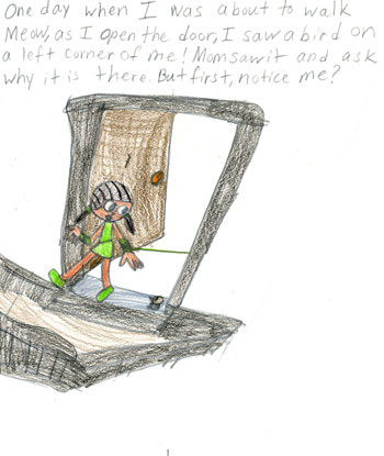 imagination and drawing of cat in an artistic girl's comic art and her loving story