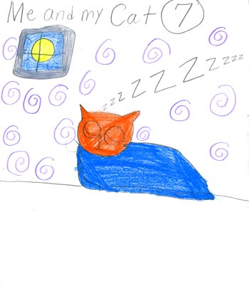 imagination and drawing of cat in an artistic girl's comic art and her loving story