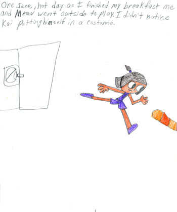 imagination and drawing of cat in an artistic girl's comic art and her loving story